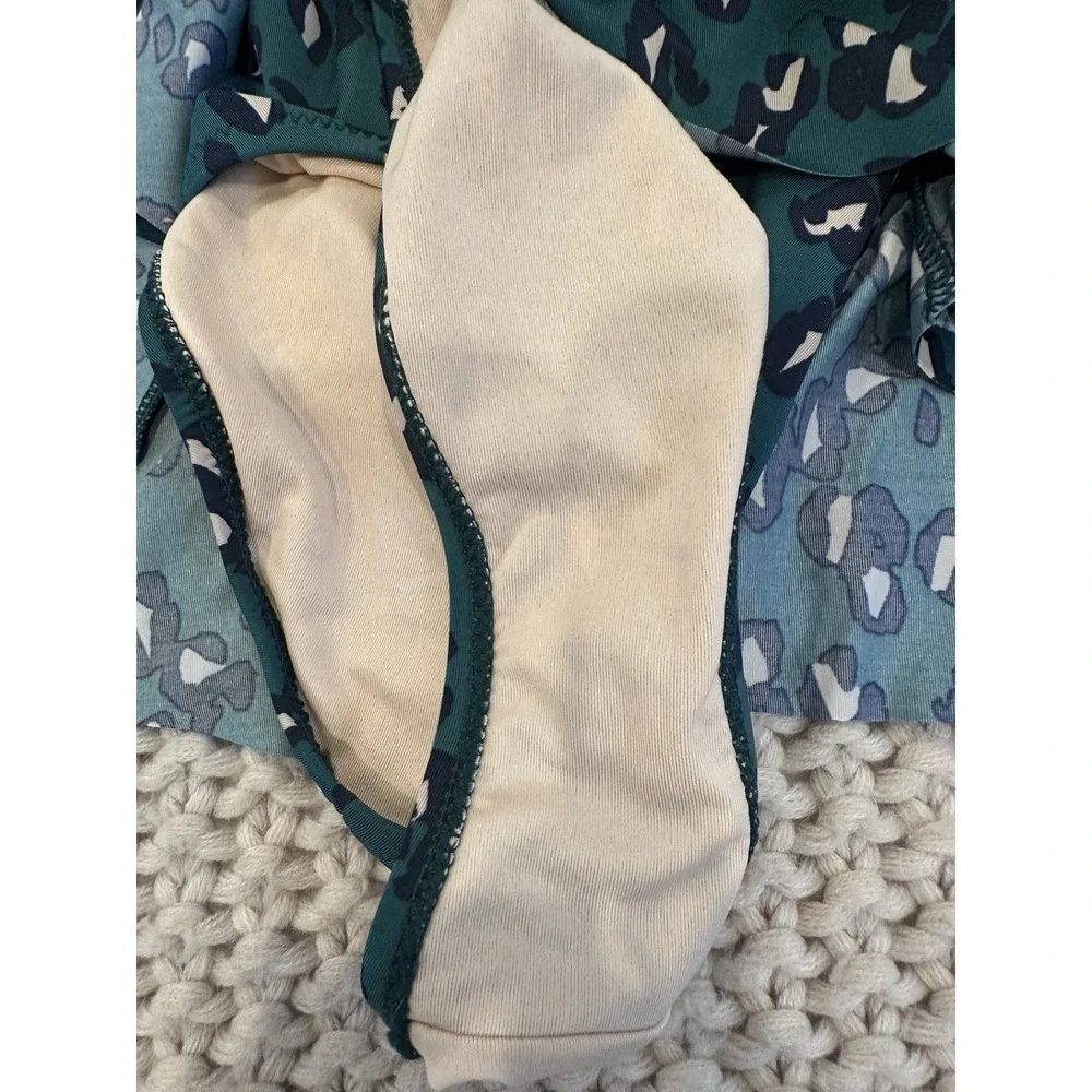 Garnet Hill One Piece Swimsuit‎ 10 Teal Leopard Twist Front Tummy Control Nwot